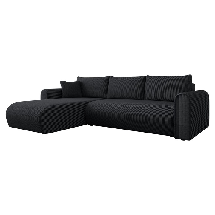 Coltar cu functie de dormit Wousia Reiat, MIRJAN 24, negru, 80x158x252 cm