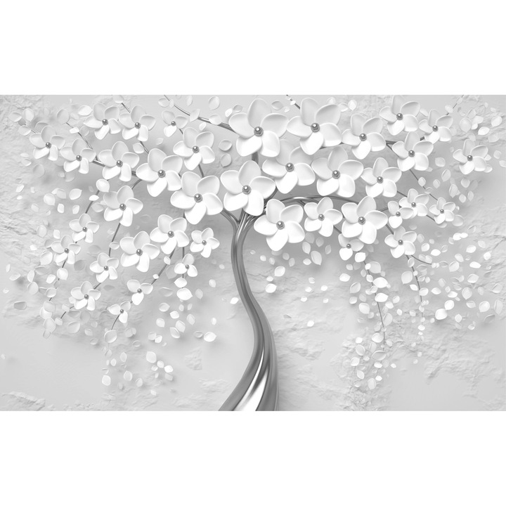Dekoratív Mágneses Panel, DecoWalls, 60x100 cm, Fehér, Műanyag, Virág Minta, Radiátor Maximális Hőmérséklete 40°C, Könnyű Tisztítás a Matt Laminálásnak Köszönhetően
