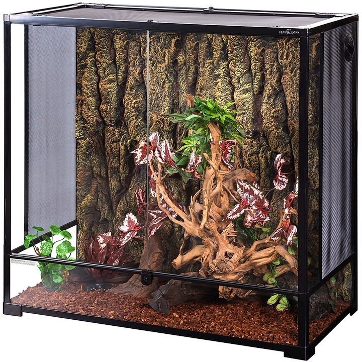 Terrárium, Repti-Zoo, RK sorozat 90×45×90, gekkókhoz, kaméleonhoz, vízálló, kulcsos záras, fekete, M méret