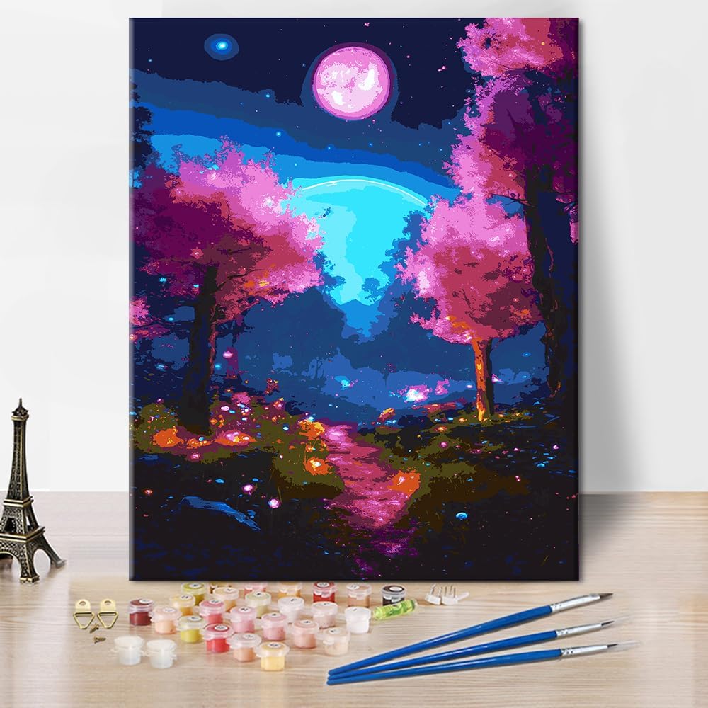 Copaci Roz Pictura pe numere, Copaci roz 40 x 50 cm - eMAG.ro