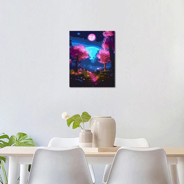 Copaci Roz Pictura pe numere, Copaci roz 40 x 50 cm - eMAG.ro