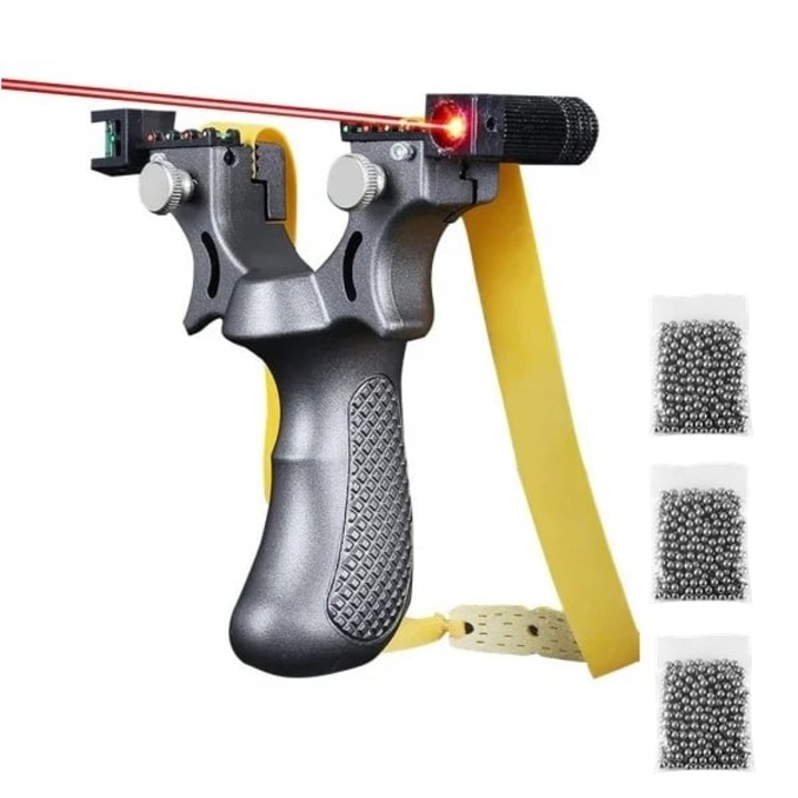 Комплект пластмасова прашка с лазер и комплект от 300 топчета 6 мм, 11, 5 см, с куршум, сребрист