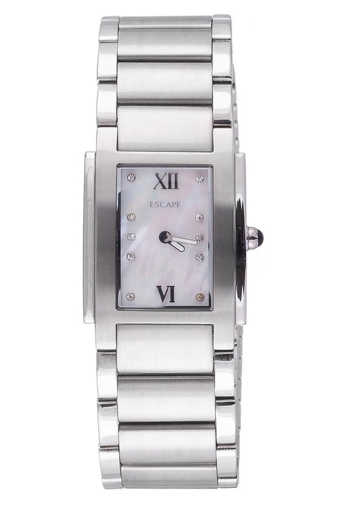 Ceas dama ESCAPE, 34 mm, curea otel, rezistenta la apa 5 ATM, argintiu, Alb, Silver