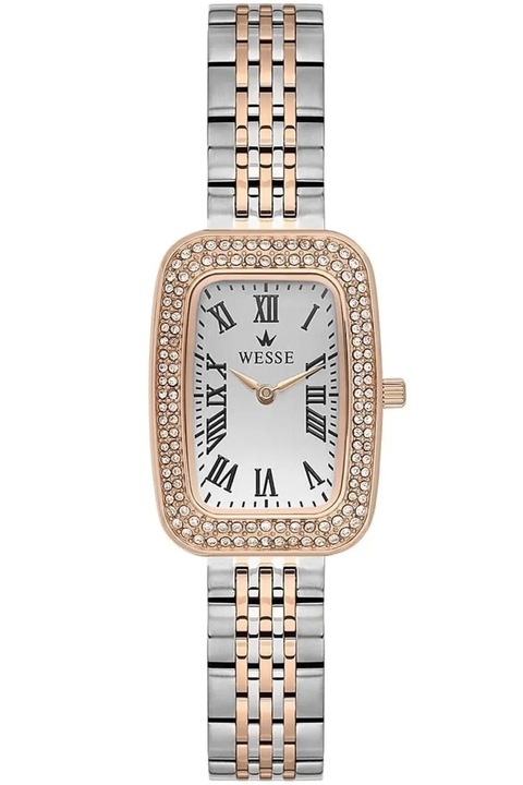 Ceas dama Wesse, model WWL113806, roz-auriu/argintiu, curea otel, 33x23.5mm, 3 ATM