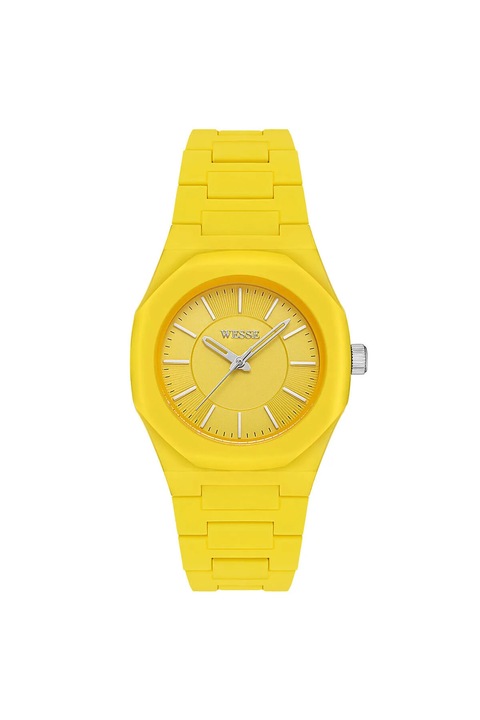 Ceas dama Wesse, model WWL111702, 36mm, galben, curea plastic, 5 ATM