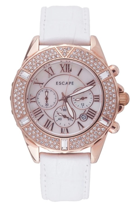 Ceas dama ESCAPE, 36 mm, curea otel alba, rezistenta la apa 5 ATM