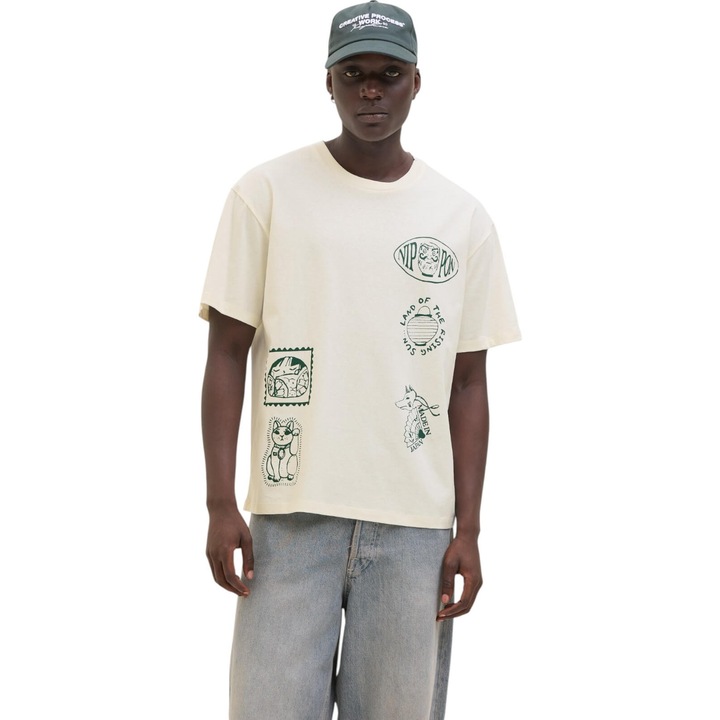 Tricou JACK &JONES Japan Crew SS25 46528, Bej