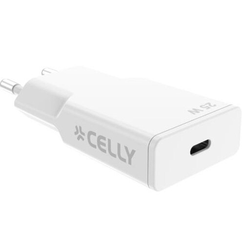 Incarcator Retea Celly Slim UltraCompact GaN 1xUSB-C 25W Alb