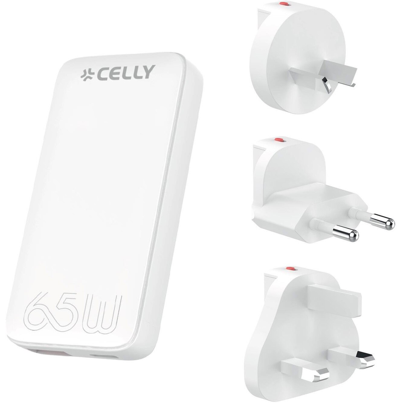 Incarcator Celly, Universal, 65W 1xUSB-C 1xUSB-A, Alb