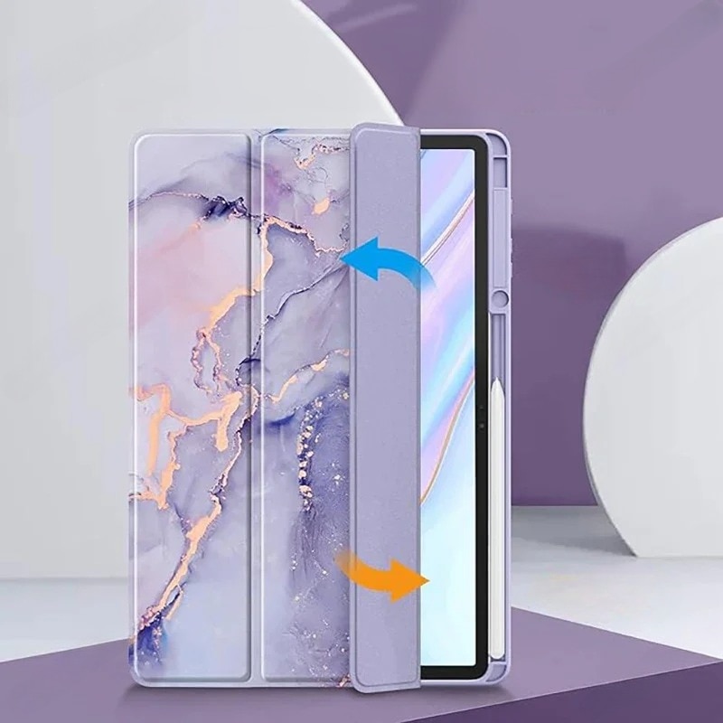 Husa tableta, XGSM, compatibila cu Samsung Galaxy Tab S10 FE+ Plus, violet marmura