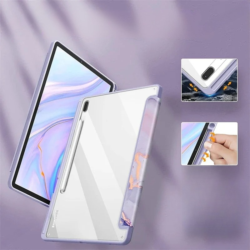 Husa tableta, XGSM, compatibila cu Samsung Galaxy Tab S10 FE+ Plus, violet marmura