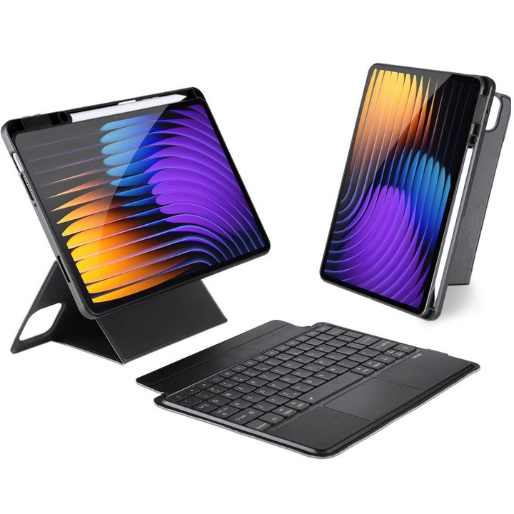 Etui cu tastatura iluminata pentru Xiaomi Pad 7 / 7 Pro, Dux Ducis DK Series, negru, 2 in 1, Bluetooth 5.0
