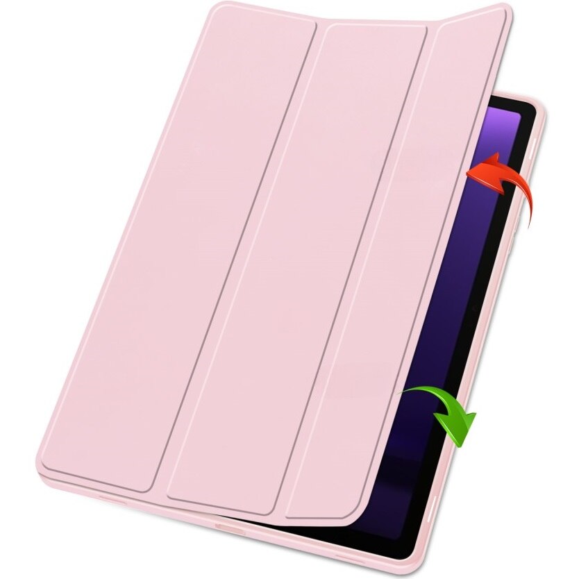 Husa tableta ERBORD pentru Samsung Galaxy Tab S10 FE+ Plus, tri-fold, roz, cu suport pentru rysik