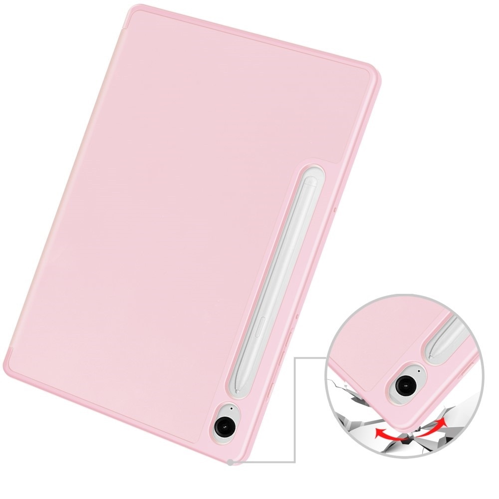 Husa tableta ERBORD pentru Samsung Galaxy Tab S10 FE+ Plus, tri-fold, roz, cu suport pentru rysik