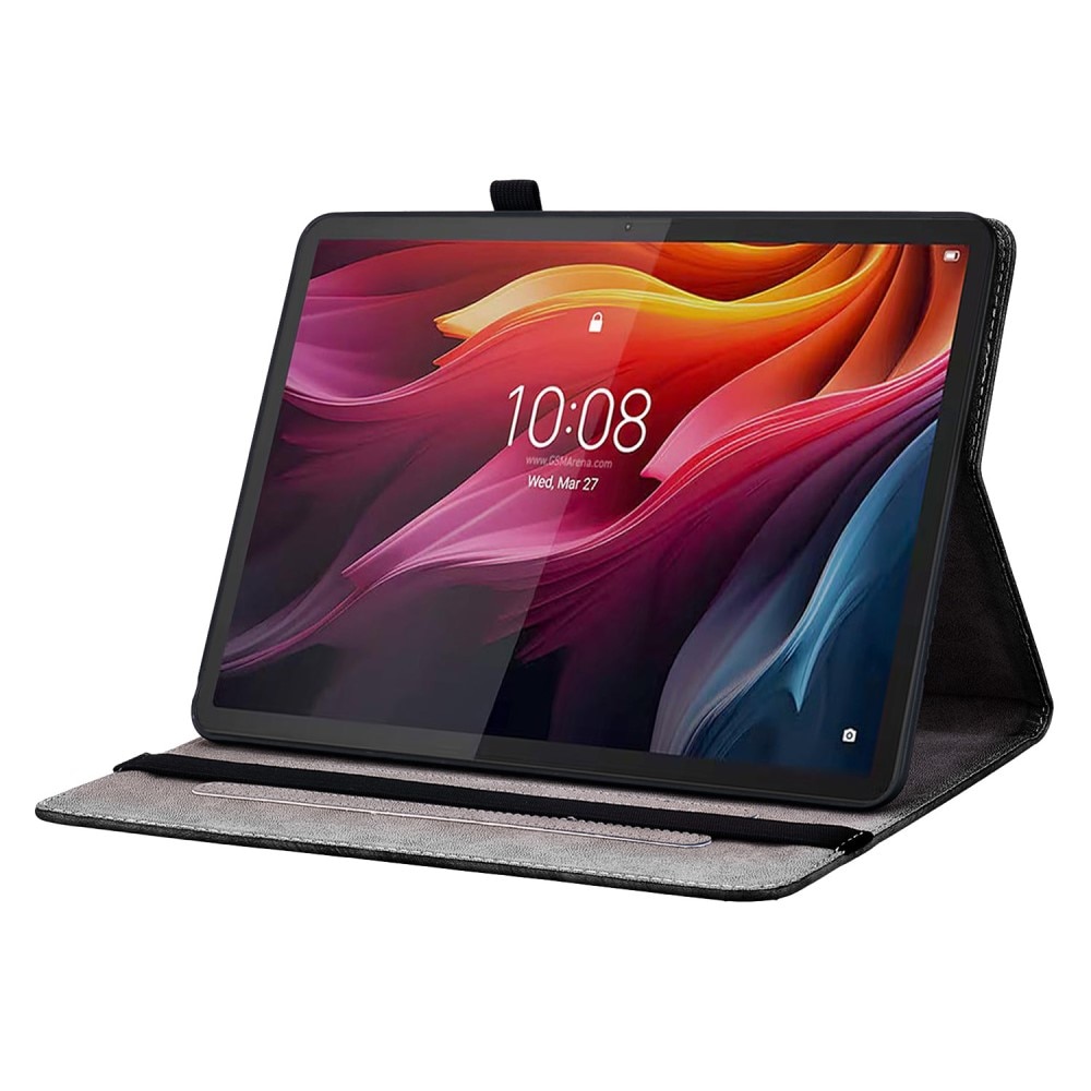 Husa tableta, Lenovo Tab K11 Plus, imprimeu flori piwonii, functie suport, culoare violet