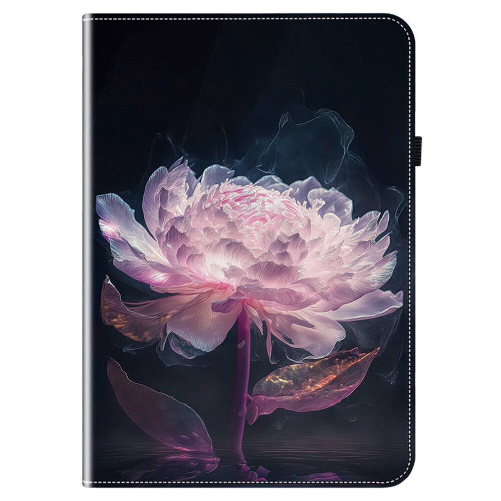 Husa tableta, Lenovo Tab K11 Plus, imprimeu flori piwonii, functie suport, culoare violet