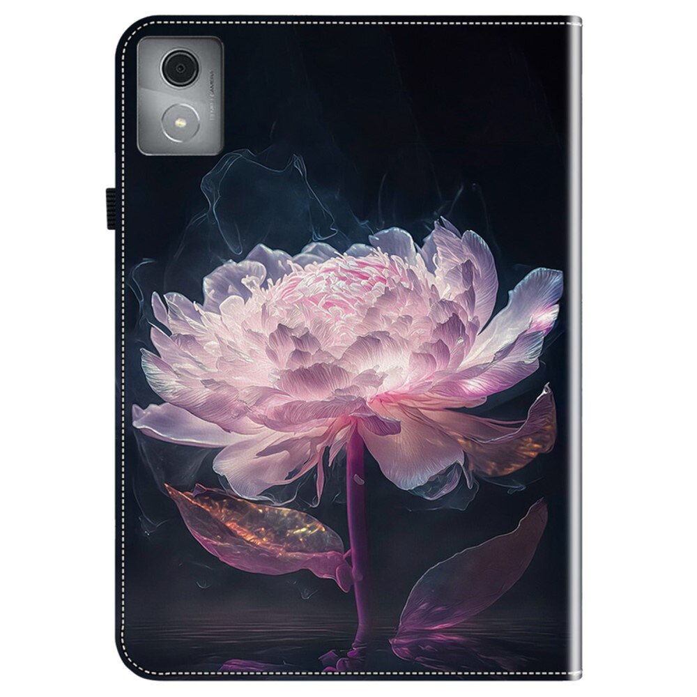 Husa tableta, Lenovo Tab K11 Plus, imprimeu flori piwonii, functie suport, culoare violet