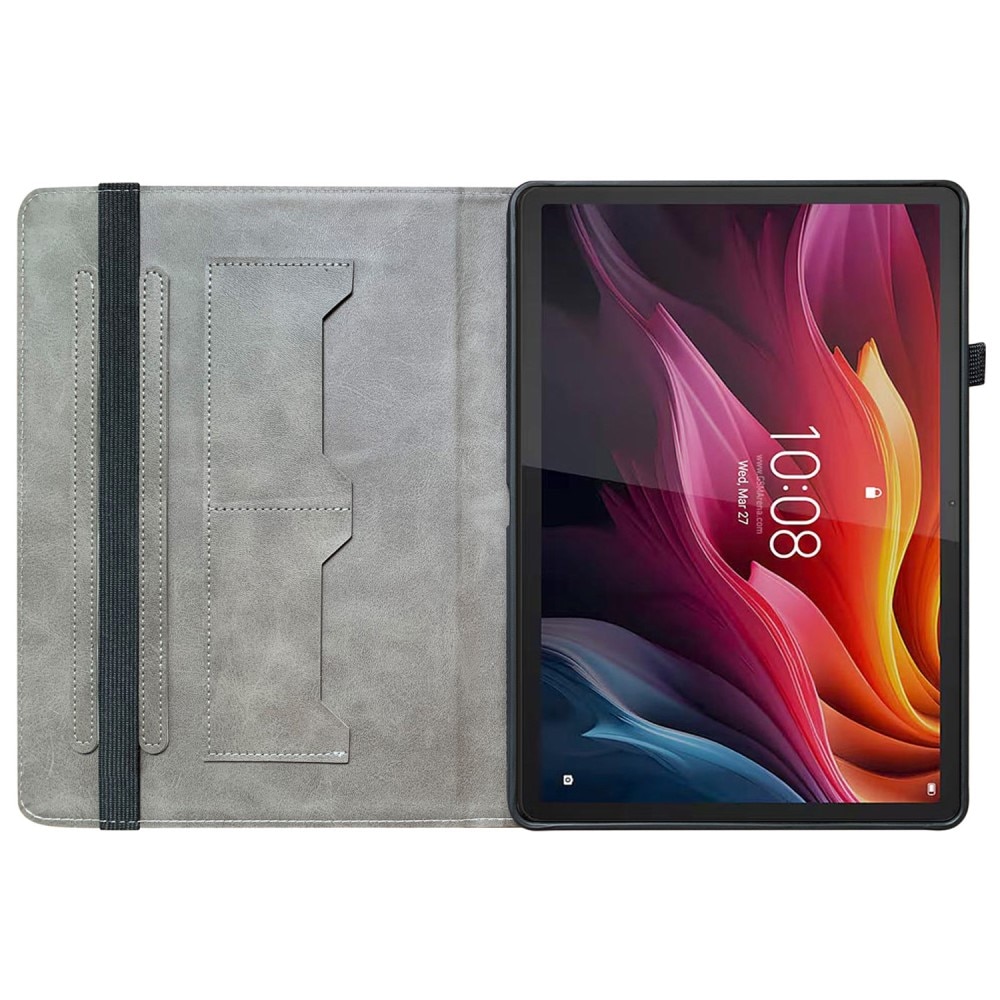 Husa tableta, Lenovo Tab K11 Plus, imprimeu flori piwonii, functie suport, culoare violet