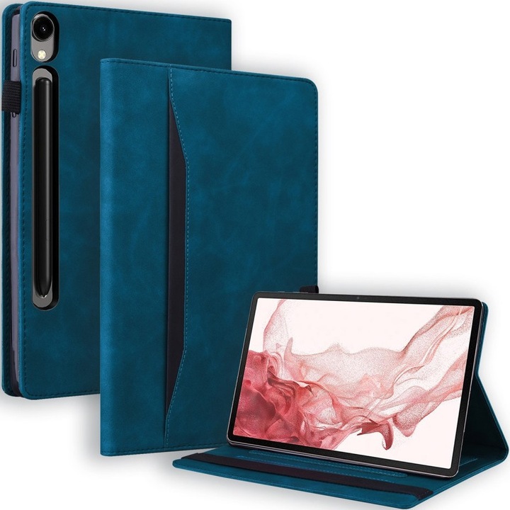 Husa tableta, XGSM, pentru Samsung Galaxy Tab S10 FE+ Plus, albastra, cu functie stand, loc pentru stylus