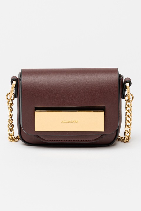 AllSaints, Bőrtáska láncos keresztpánttal, Bordó