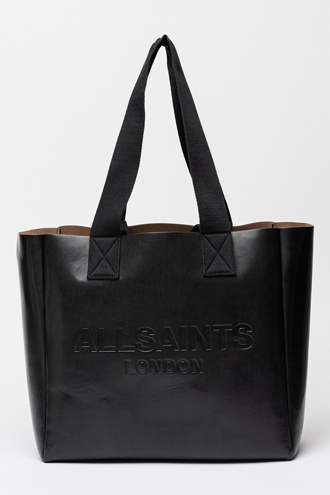 AllSaints, Tote fazonú bőrtáska logóval, Fekete