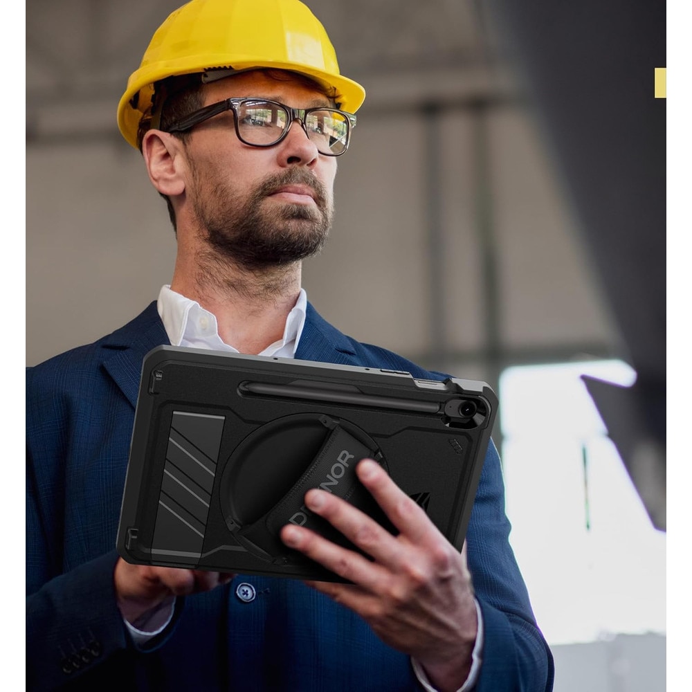 Etui pancerne pentru Samsung Galaxy Tab S10 FE / S9 FE / Tab S9, Dexnor, cu suport rotativ, folie de protectie, negru