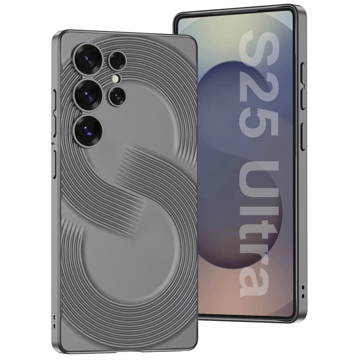Etui Samsung Galaxy S25 Ultra, GKK Ultra Slim, design S-Shape, gri, set 1 buc.