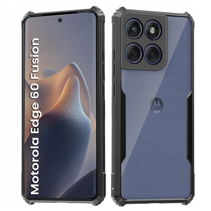 Husa telefon ERBORD Compatibila cu Motorola Edge 60 / 60 Fusion, AntiDrop Hybrid, policarbonat, neagra