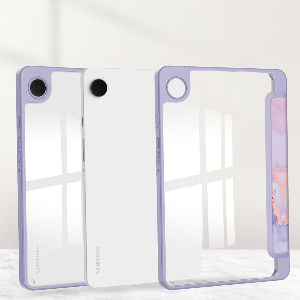 Husa tableta Samsung Galaxy Tab A9, Smartcase Hybrid, marmura violeta, cu suport pentru stylus, tri-fold