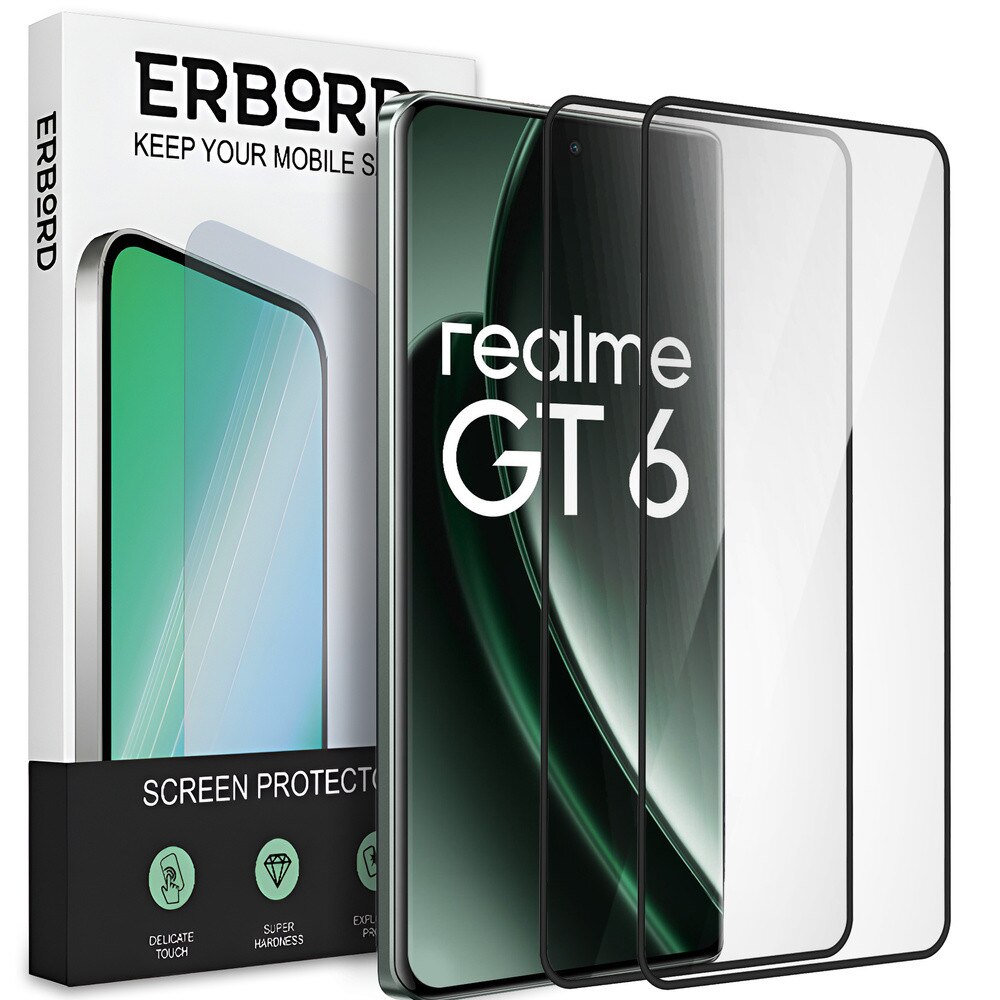Set 2x Sticla Temperata ERBORD 3D pentru Realme GT 6, protectie completa, transparenta