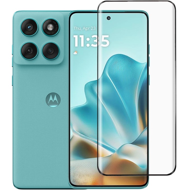 Sticla Temperata 3D pentru Motorola Edge 60 / 60 Fusion, 9H, 0,3mm, neagra, set cu 2 servetele de curatare