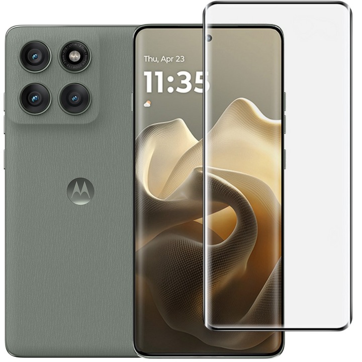 Sticla Temperata 3D pentru Motorola Edge 60 Pro, 9H, 0,3mm, neagra, set cu 2 servetele de curatare