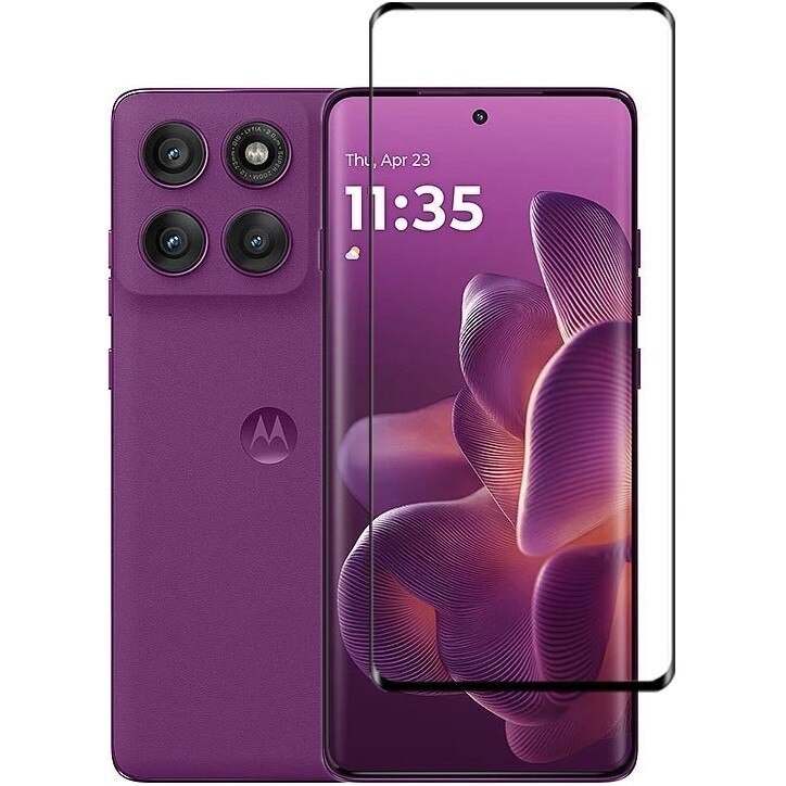 Sticla Temperata 3D pentru Motorola Edge 60 Pro, 9H, 0,3mm, neagra, set cu 2 servetele de curatare