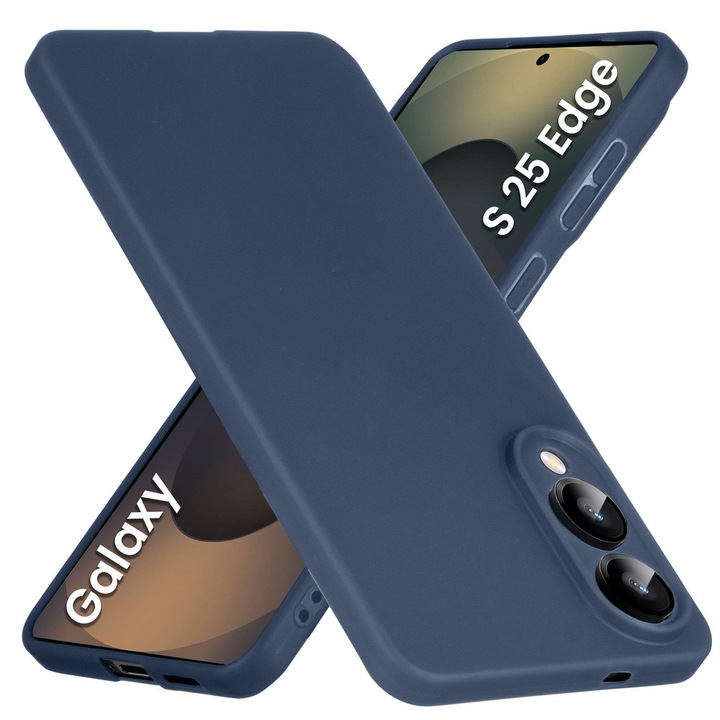 Samsung Galaxy S25 Edge 5G kompatibilis szilikon tok, hátlaptok, matt, sötétkék