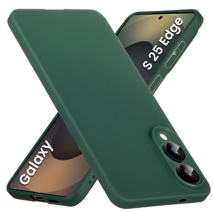 ERBORD Matt TPU telefontok Samsung Galaxy S25 Edge-hez, zöld, induktív töltőkkel kompatibilis, karcsú kialakítás