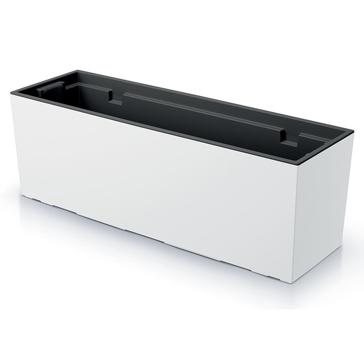 Ghiveci lung Urbi DUC600, 58,5x18,5x19,5cm, alb, set cu suport interior