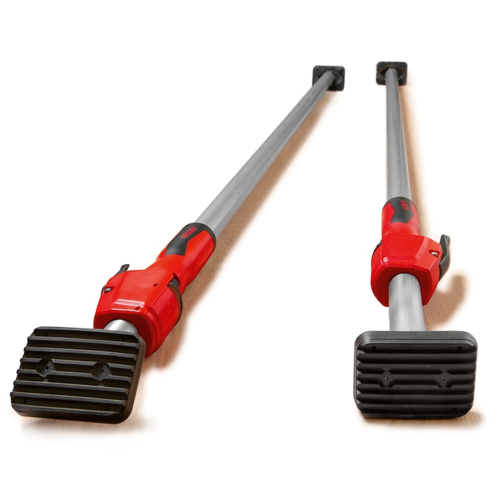 Suport telescopic pentru gips-carton Bessey STE150 cu maner tip pompa, otel rezistent, reglabil 900–1500 mm, sarcina max. 350 kg, suprafete anti-alunecare TPU