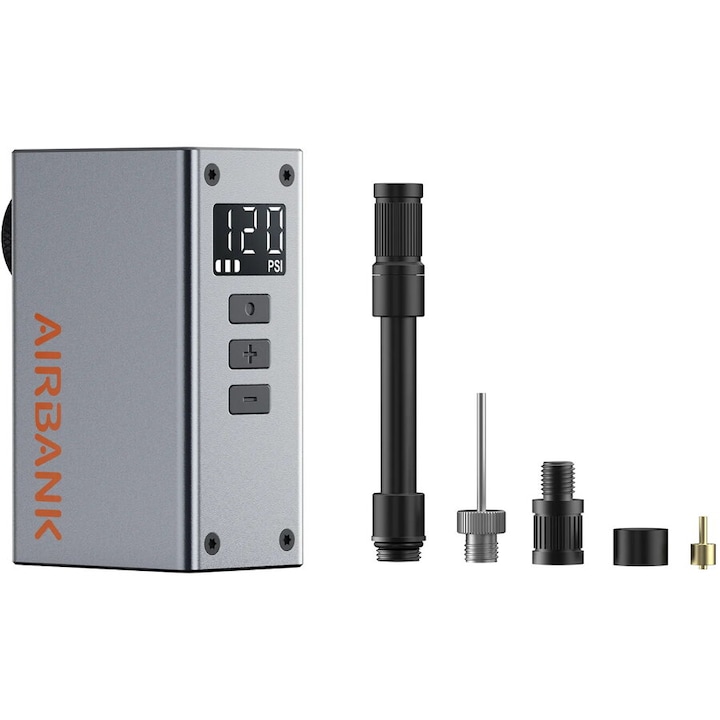Airbank Pocket 2 Pro elektromos légpumpa, 120 Psi, kerékpárokhoz és labdákhoz, fém