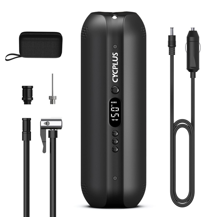 CYCPLUS 12 V DC/AC légpumpa, 150 Psi elektromos kompresszor, hordozható, kerékpárokhoz és autókhoz
