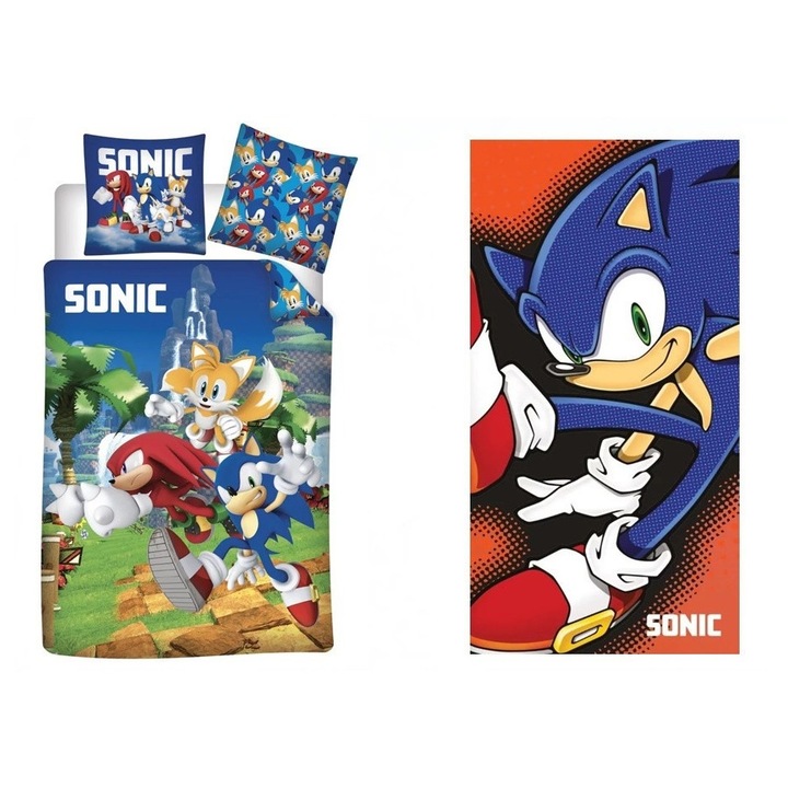Sonic a sündisznó felnőtt ágyneműhuzat és törölköző szett (Speedy Dreams)