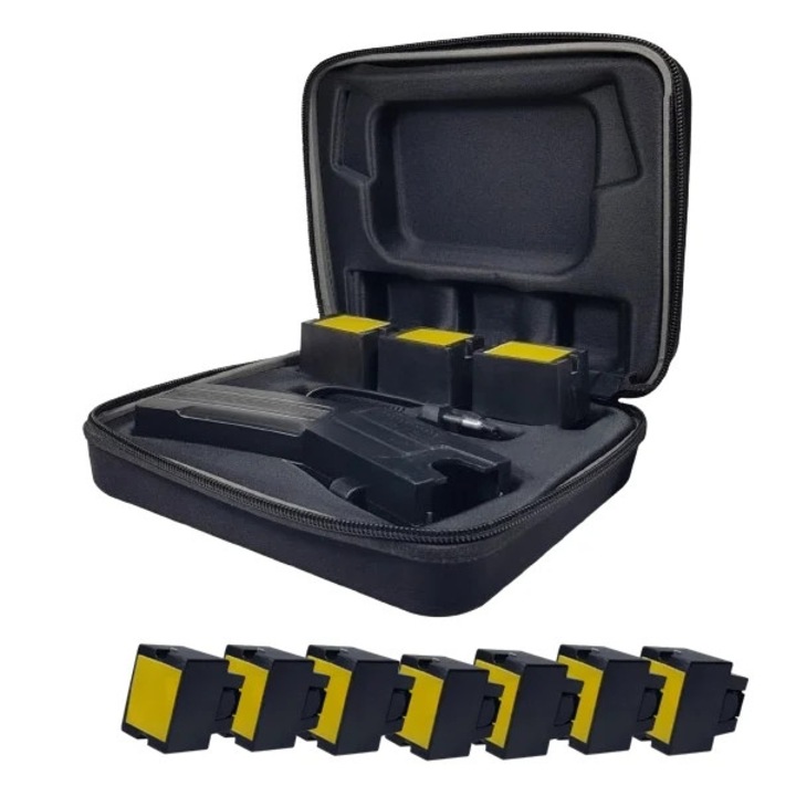 Pistol taser cu electrosoc, 10 rezerve, toc inclus