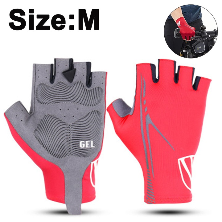 Unisex kerékpáros kesztyű, lycra, piros-fekete, M-L-XL