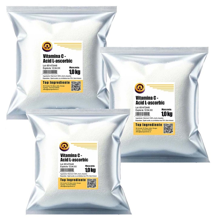 Vitamina C - Limpezire Piscina, Calitate Farmaceutica - Pachet 3x1kg