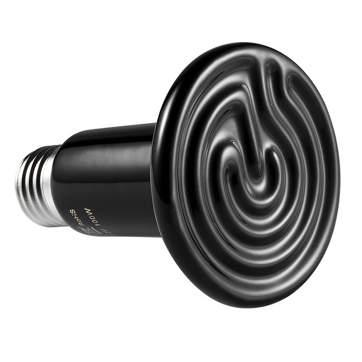 Lampa ceramica incalzire reptile 10x7.5cm negru 100W