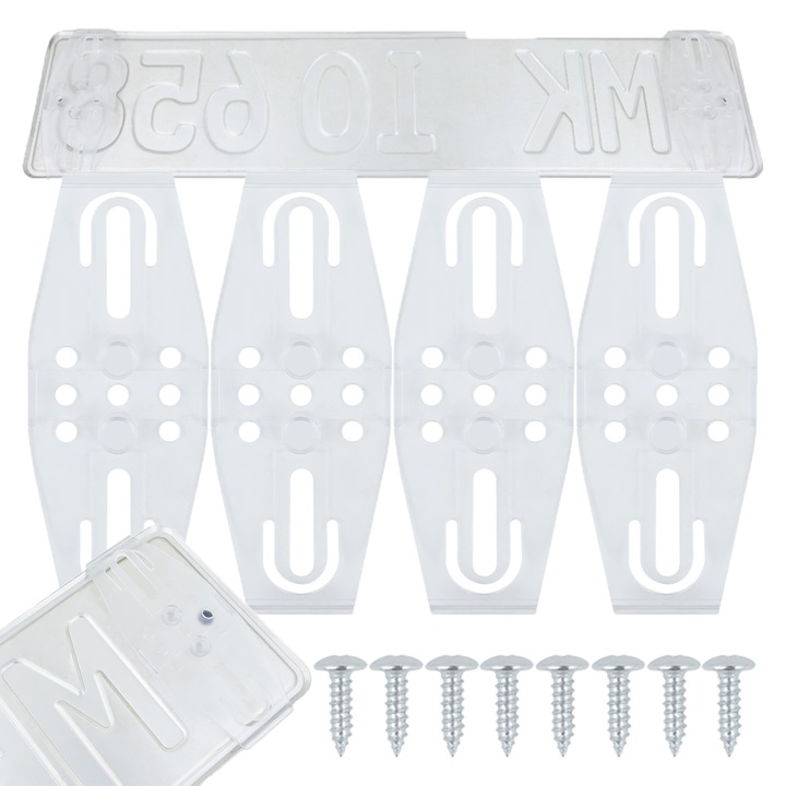 Комплект от 4 части с прозрачна рамка за регистрационен номер на автомобил, с най-нова подобрена твърдост, удебелен дизайн, по-здрав, прозрачен цвят, без рамка, 4 части (отпред и отзад)