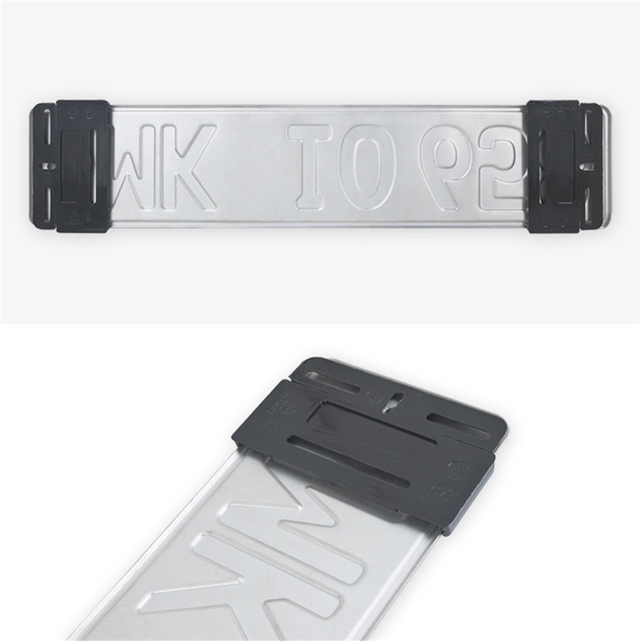 Комплект от 4 части рамка за регистрационен номер на автомобил с най-нова подобрена твърдост, удебелен дизайн, по-здрав, без рамка, лесен за инсталиране, 2 части отпред и 2 части отзад