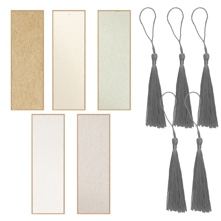Semn de carte 6*18cm, 10 buc semne de carte goale cu ciucuri pentru proiecte DIY, mestesuguri, realizare si decorare, Stil: Stilul 2;