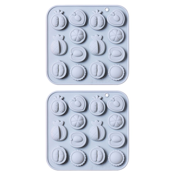 Set 2 forme de copt QttvbTna, silicon, fructe jumatate, 13.4x12.9x1.3cm
