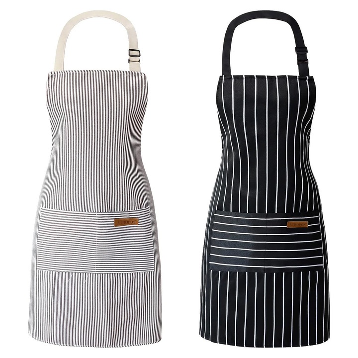 Sort bucatarie unisex cu buzunar, reglabil, negru