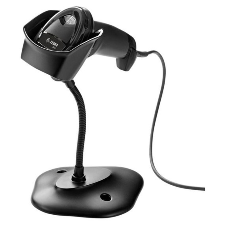 Cititor coduri 1D/2D Zebra DS2208, cu stand